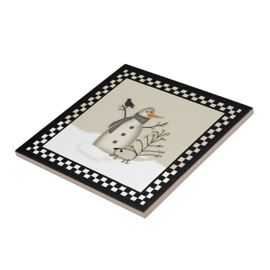 Land Primitief Snowman Tile Tegeltje (Zijkant)