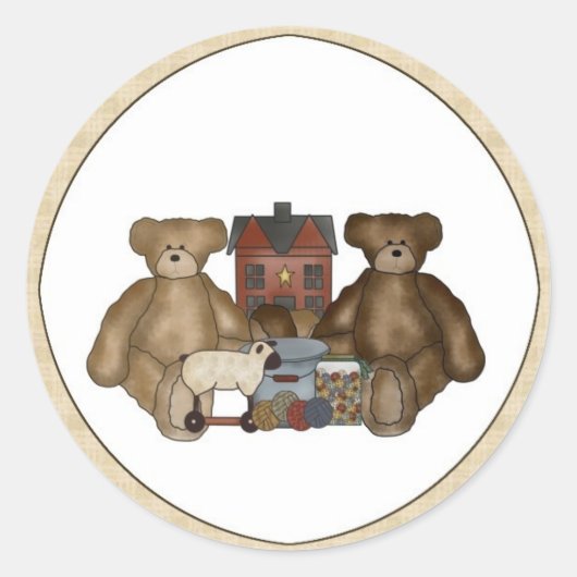 Land Primitieve Teddyberen & Speelgoed Stickers (Voorkant)