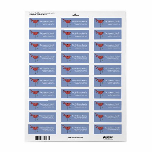 Land Primitive Bird Return Address Labels (Full Sheet)