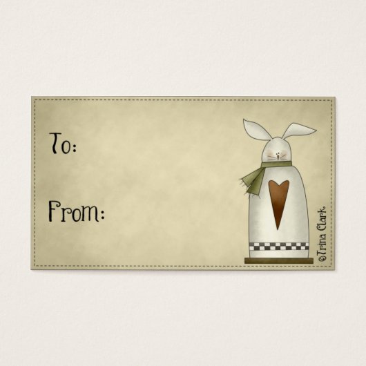 Land Primitive Bunny Design Gift Labels Visitekaartje (Voorkant)