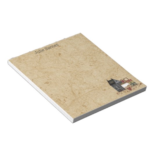 Land Primitive Folk Art Blue Saltbox Home Notitieblok (Schuin)