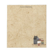 Land Primitive Folk Art Blue Saltbox Home Notitieblok (Voorkant)