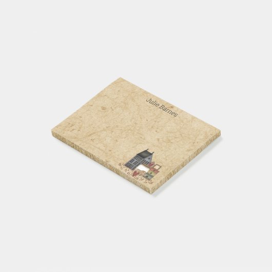 Land Primitive Folk Art Blue Saltbox Home Post-it® Notes (Schuin)