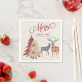 Land Pset Merry Kerstdeer, Trees Napkins Servet (Insitu)