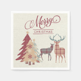 Land Pset Merry Kerstdeer, Trees Napkins Servet