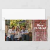  land Red Barn Wood Foto met Kerstmis Kaart (Voorkant / Achterkant)