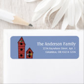 Land Red Birdhouses Return Address Labels (Insitu)