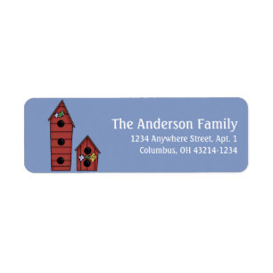 Land Red Birdhouses Return Address Labels