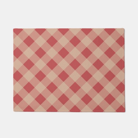 Land Red Gingham Kitchen Doormat Rug Deurmat (Voorkant)