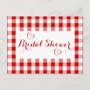 Land Red Gingham Pset Rustic Vrijgezellenfeest Uitnodiging Briefkaart