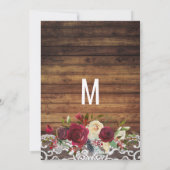 Land Red Ivory Floral Lace Wood Brunch Bubble Kaart (Achterkant)