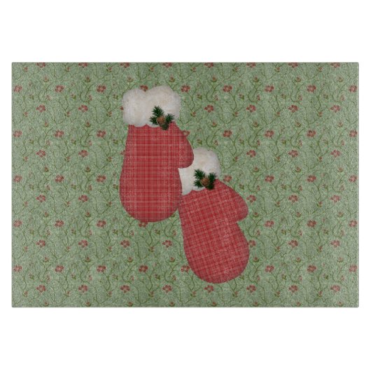 Land Red Mittens Glass Cutting Board Snijplank (Voorkant)