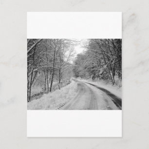 Land Road Black en white afbeelding met sneeuw Briefkaart