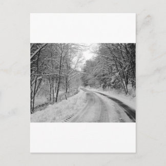 Land Road Black en white afbeelding met sneeuw Briefkaart