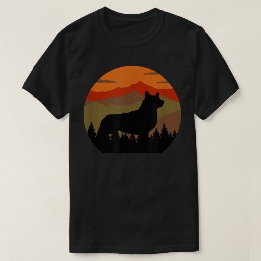  land robuust Retro Sky & Forest Corgi do T-shirt (Design voorkant)