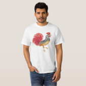 Land Rode Haan Waterverf Illustratie T-shirt (Voorkant volledig)