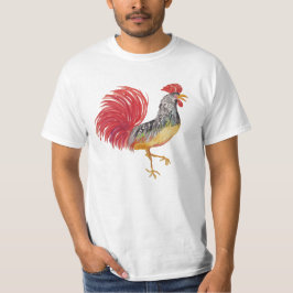 Land Rode Haan Waterverf Illustratie T-shirt