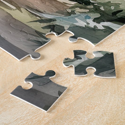 Land Rode Schuur in de winter Legpuzzel (Zijkant)