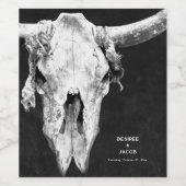 Land Rodeo Western Zwart-wit Bull Skull Wijn Etiket (Enkel label)
