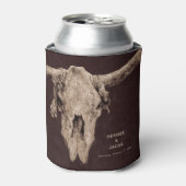 Land Rodeo Westerne bruine stier schedel Blikjeskoeler (Blikje Voorkant)