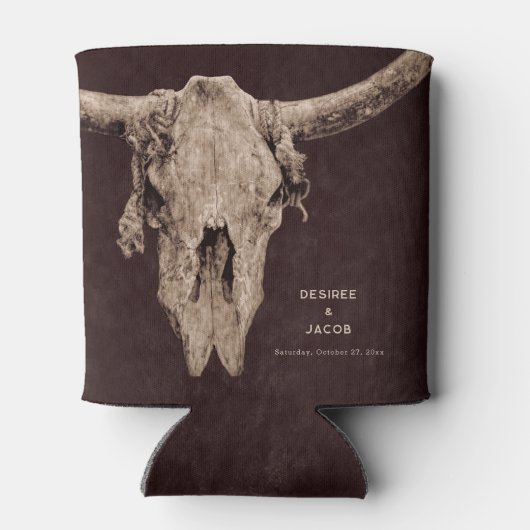 Land Rodeo Westerne bruine stier schedel Blikjeskoeler (Achterkant)