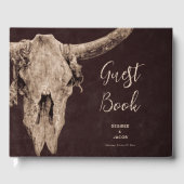 Land Rodeo Westerne bruine stier schedel Gastenboek (Voorkant)