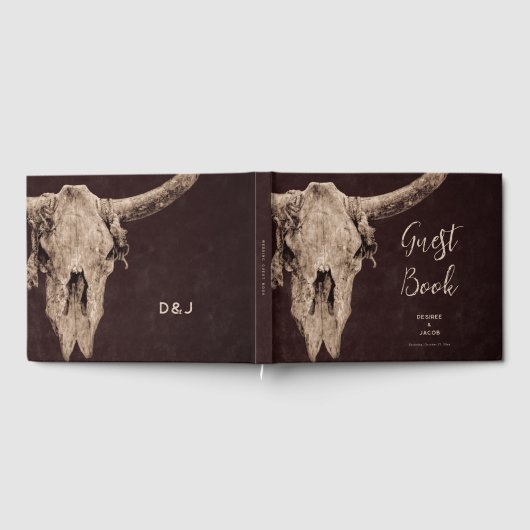 Land Rodeo Westerne bruine stier schedel Gastenboek (Volledig)