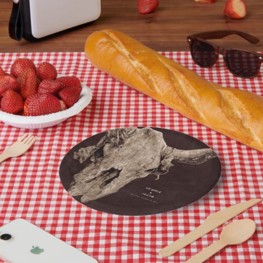 Land Rodeo Westerne bruine stier schedel Papieren Bordje (Picknick)