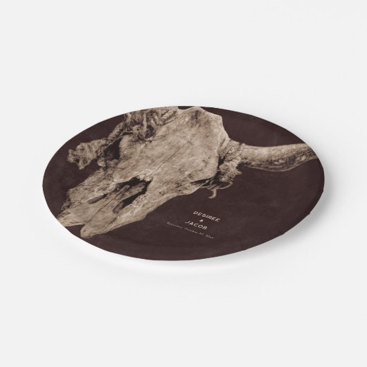 Land Rodeo Westerne bruine stier schedel Papieren Bordje (Gekanteld)