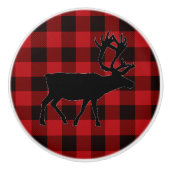 Land rood en zwarte vlecht keramische knop (Voorkant)