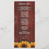 Land Rood Hout Rustieke Zonnebloem Trouwprogramma' Programmakaart (Achterkant)