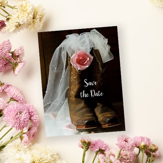 Land Roos Cowboy Boots Wedding Save the Date