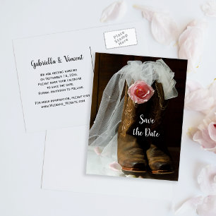 Land Roos Cowboy Boots Wedding Save the Date Aankondigingskaart