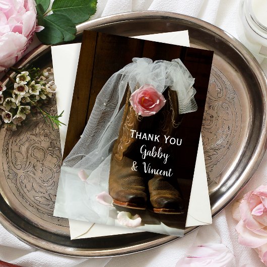Land Roos en Cowboy Boots Wedding Bedankt