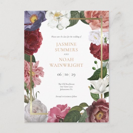 Land Roos Faux Gold Foil Bespaar de datum Briefkaart (Voorkant)