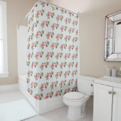Land Roos Pattern Dove Grey Shower Curtain Douchegordijn (In situ)