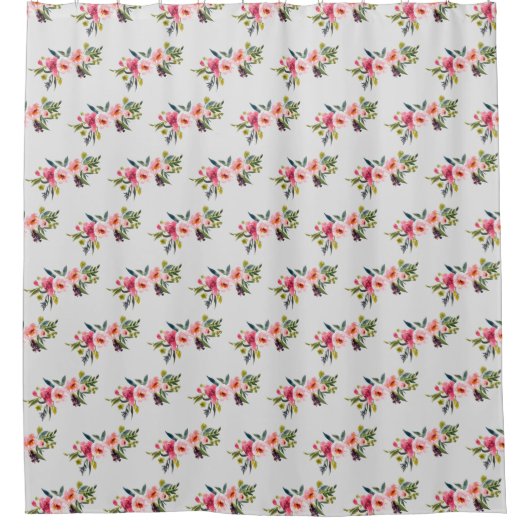 Land Roos Pattern Dove Grey Shower Curtain Douchegordijn (Voorkant)