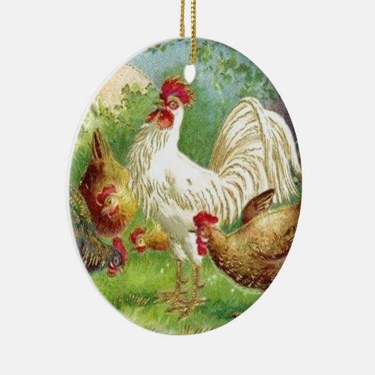  Land Rooster en kippen Keramisch Ornament (Rechts)