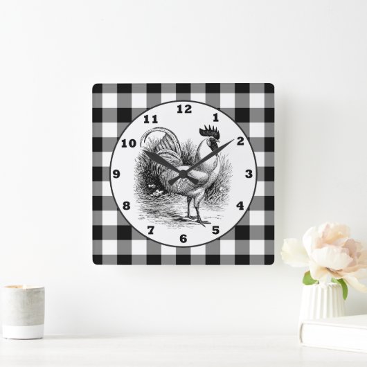 Land Rooster zwarte witte klok (Huis)