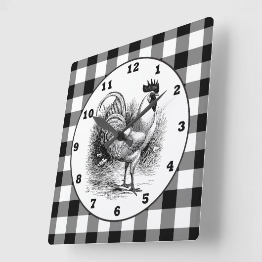 Land Rooster zwarte witte klok (Hoek)