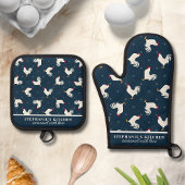 Land Roosters Patroon Marine gepersonaliseerd Ovenwant & Pannenlap Set