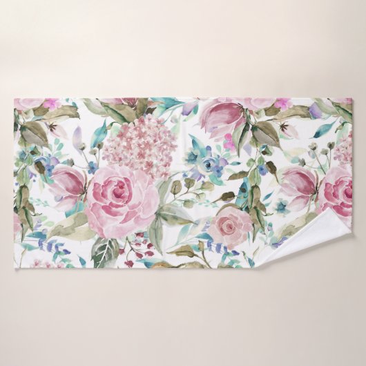  land Roze Blauwgroen lavendel Badhanddoek (Badhanddoek)