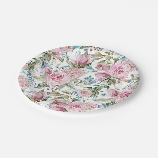  land Roze Blauwgroen lavendel Papieren Bordje (Gekanteld)