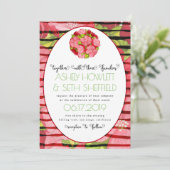 Land Roze en Rode Waterverf Bloemen Kaart (Staand voorkant)