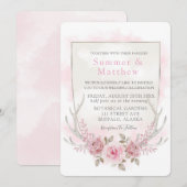 Land Roze Grijs Pioen Herten Geweien Bruiloft Kaart (Voorkant / Achterkant)