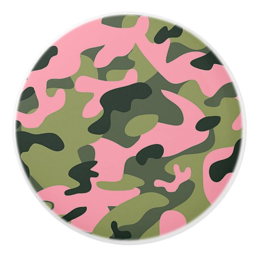 Land Roze Groen Leger Camo Camouflage Patroon Keramische Knop (Voorkant)