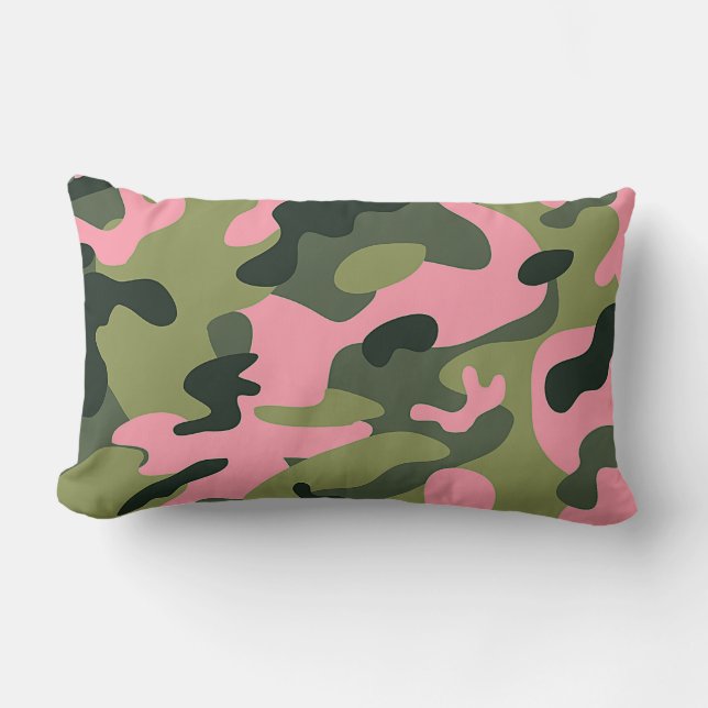 Land Roze Groen Leger Camo Camouflage Patroon Kussen (Voorkant)