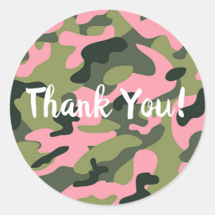 Land Roze Groen Leger Camo Camouflage Verjaardag Ronde Sticker