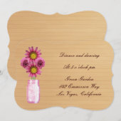 Land Roze Mason Jar Reception Kaart (Voorkant / Achterkant)