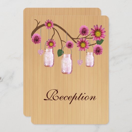 Land Roze Mason Jars Reception Kaart (Voorkant / Achterkant)